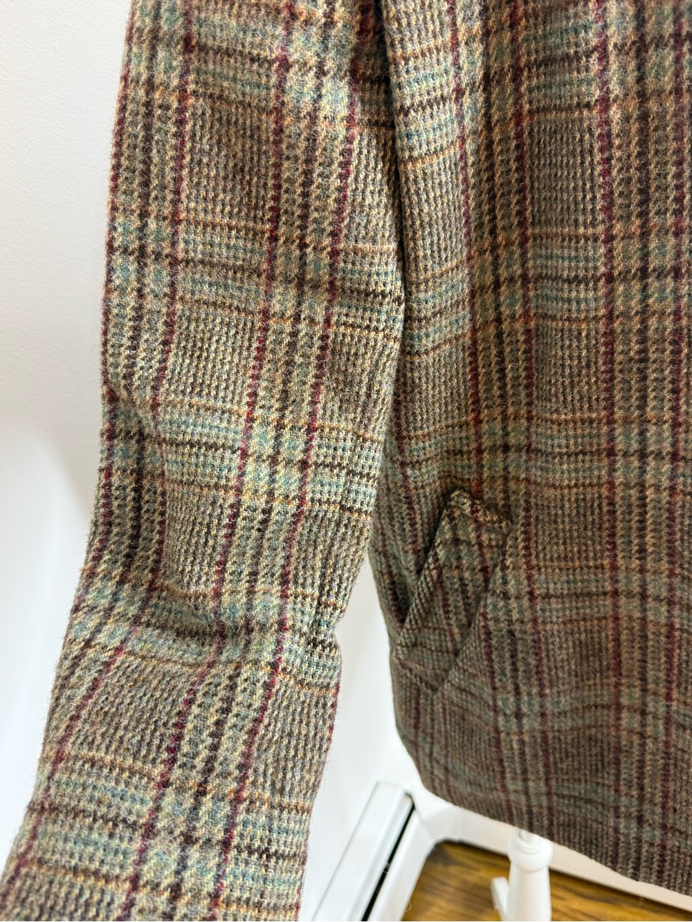 Ralph Lauren Olive Plaid Wool-Blend Pea Coat - Picture 3 of 5